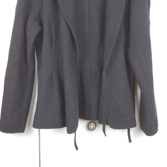 TSD Two Star Dog Black 100% Wool Minimalist Neutral Warm Wrap Coat Chic Sz.M - Picture 2 of 15